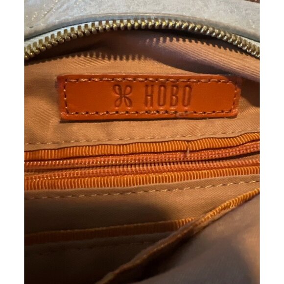 Hobo Shelia Womens Light Blue Leather Shoulder Bag With Stitch Detail - Picture 2 of 8